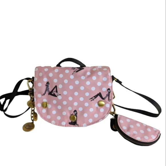 IZAK Pink Zazie Dots Flap Crossbody Bag, Coin Purse and Key Chain - Picture 15 of 15